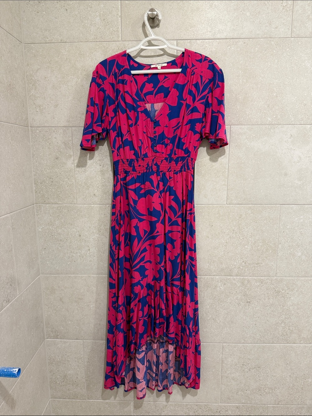 Vibrant Pink and Blue Floral High-Low Dress size Medium